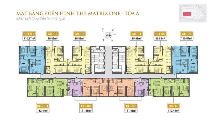 Mat bang dien hinh toa A tang 5