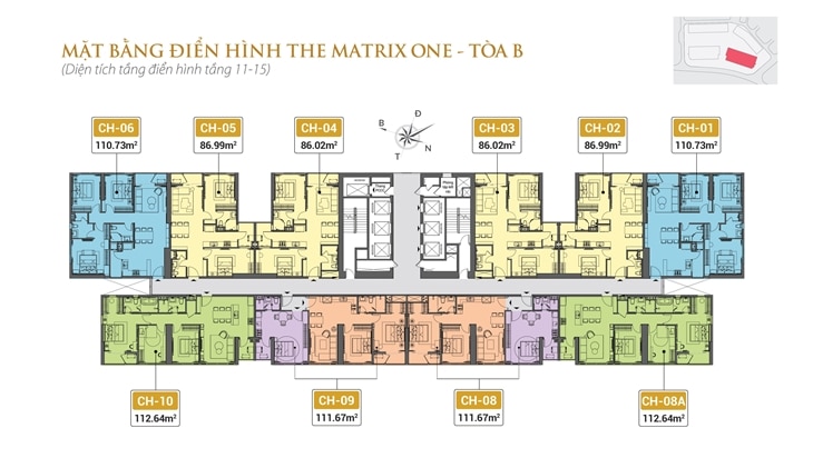 Mat bang dien hinh toa B tang 11-15