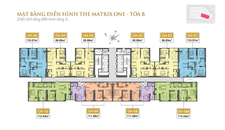 Mat bang dien hinh toa B tang 5