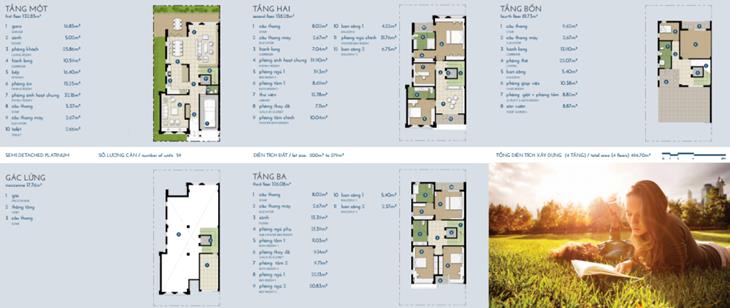 Biệt thự The Manor kim cương 4 tầng + Gác: 448m2