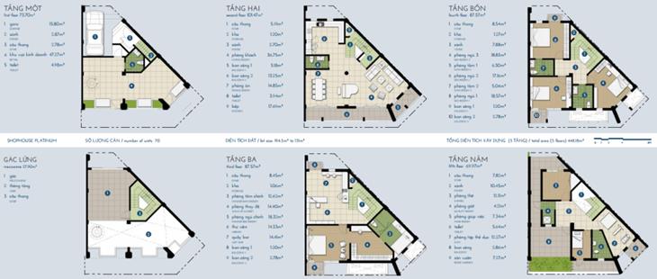 Nhà phố The Manor bạch kim 4 tầng + gác: 448,18m2