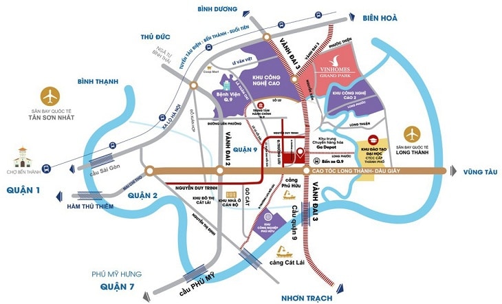 Vị trí Dự án Biệt Thự Vinhomes Grand Park Quận 9