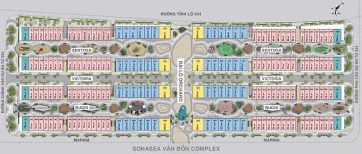 Mặt bằng giai đoạn 1 shophouse Sonasea Vân Đồn Complex