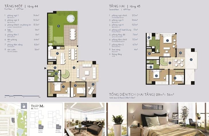 Mặt bằng căn hộ the manor central park 2