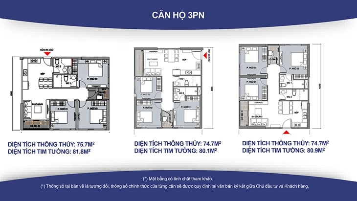 Mặt bằng thiết kế căn hộ studio 3pn VinHomes Ocean Park