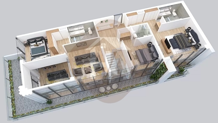 Mô hình tầng 2 căn hộ Penthouse