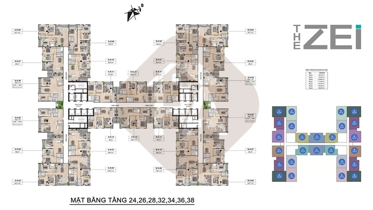 Mặt bằng tầng 24,26,28,32,34,36,38