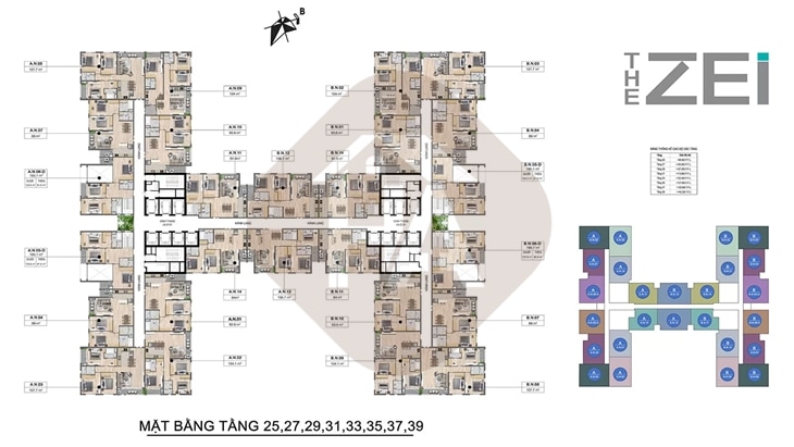 Mặt bằng tầng 25,27,29,31,33,35,37,39
