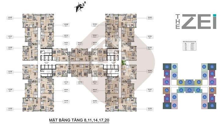 Mặt bằng tầng 8,11,14,17,20