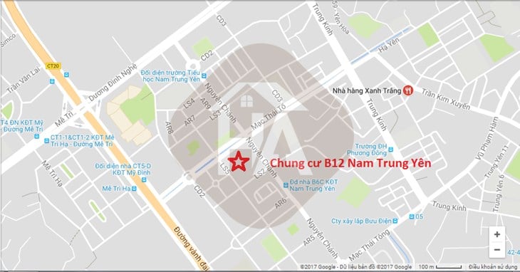Vị trí Dự án Chung cư B12 Nam Trung Yên