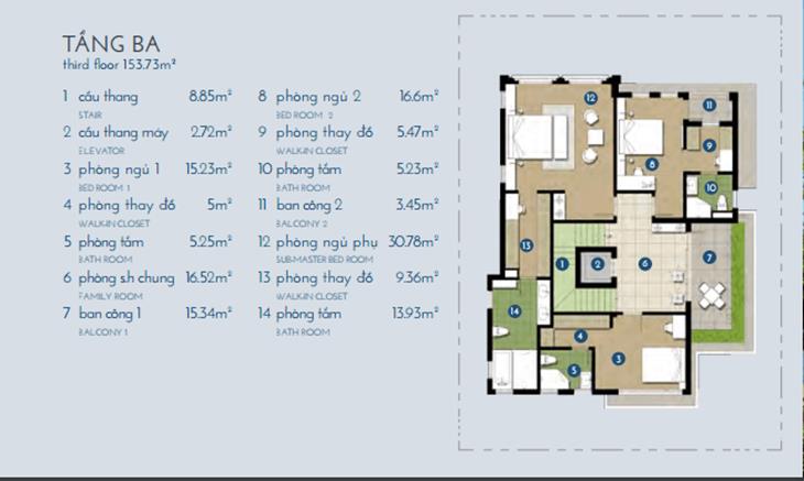 hình ảnh mặt bằng Biệt thự đơn lập The Manor Central Park bạch kim