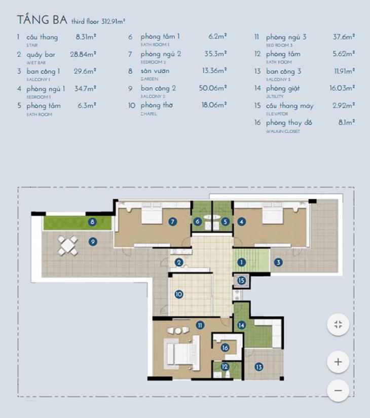 hình ảnh mặt bằng Biệt thự đơn lập The Manor Central Park Kim cương