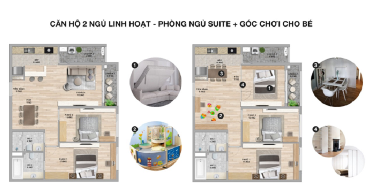 Căn hộ 2PN tùy biến linh hoạt