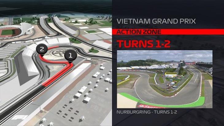 Góc cua số 1 và số 2 tại đường đua F1 Việt Nam